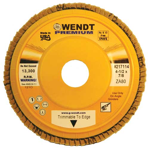 Wendt&trade; Premium Zirconia Flap Discs - Trimmable Plastic Backing