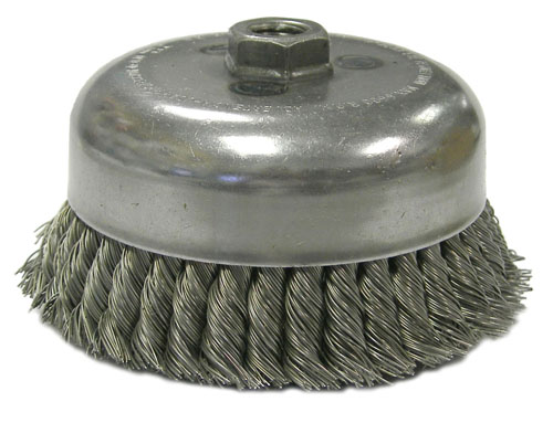 Weiler Knot Wire Cup Brushes - Double Row - Heavy-Duty - Steel & Stainless