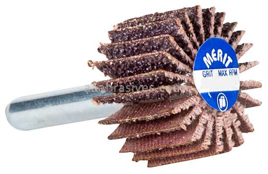 Merit Abrasives 08834137100 1 x 5/8 x 1/4 Small Diameter Flap Wheels With 1/4" Steel Shank 60 Grit Merit High Performance Ceramic/AO