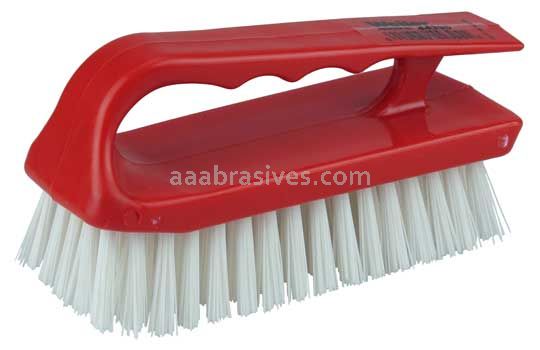 Weiler 44395 6" Scrub Brush Finger Grip Handle White Polypropylene Fill