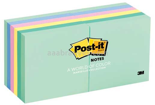 Post-it™ Notes 654-AST 3 in x 3 in Marseille Collection 3M 7100081883