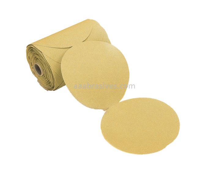 5" PSA Disc Roll, 8 Vac Hole, (100 per roll), B-Wt, 100 A/O Gold Stearate