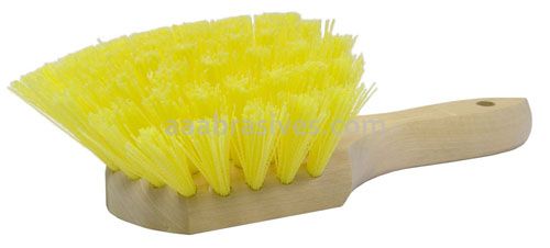 8" Utility Scrub Brush, Palmetto Fill, Short Handle, Wood Block