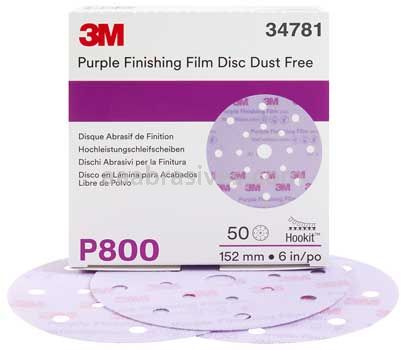 3M™ 7100122797 6” P800 Grit 260L Hookit™ Purple Finishing Film Abrasive Disc