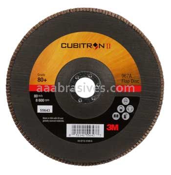 3M™ 7010327064 7 x 7/8 80+ Grit 967A T27 Giant Cubitron™ II Flap Disc