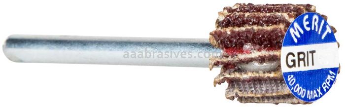 Merit Abrasives 08834137545 5/8 x 3/4 x 1/8 Small Diameter Flap Wheels With 1/8" Steel Shank 320 Grit Merit Aluminum Oxide