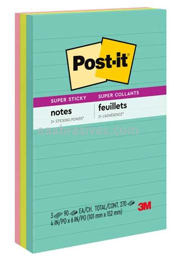 Post-it™ Super Sticky Notes 660-3SSMIA 4 in x 6 in Miami Collection 3M 7100088532