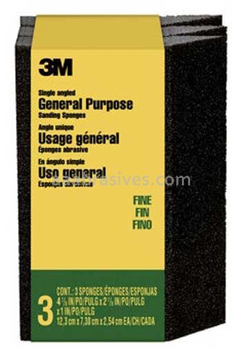 3M™ 7100175194 General Purpose Sanding Sponge Single Angle 2-7/8x4-7/8x1 Fine