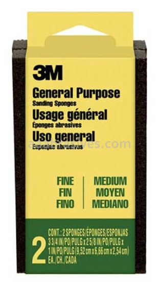 3M™ 7100172125 Sanding Sponge Block 3-3/4x2-5/8x1 1-Fine & 1-Med