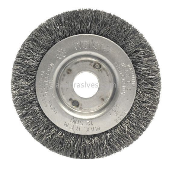 Weiler 00244 - 3" .006 SS 1/2"-3/8" A.H. Narrow Crimped Wire Wheel - 012382002442