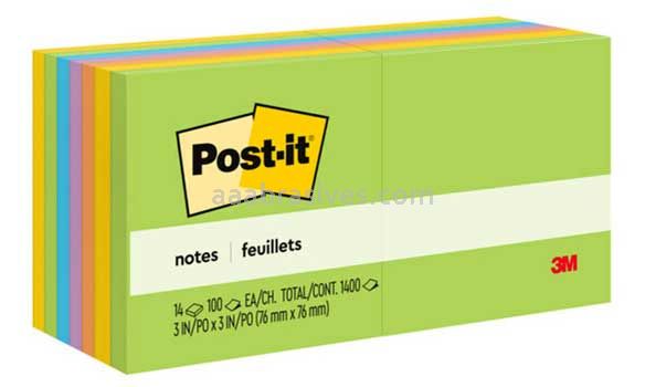 Post-it™ Notes 654-14AU 3 in x 3 in Jaipur Collection 3M 7100144884