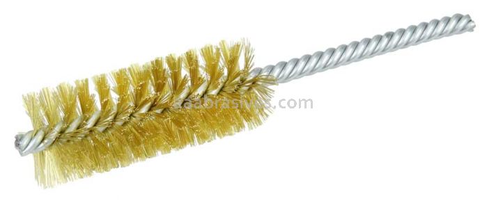 Weiler 21218 1" Power Tube Brush .006" Brass Wire Fill 2-1/2" Brush Length