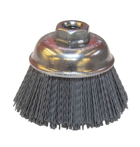 3-1/2" Nylox Cup Brush, .022/320, 5/8"-11 A.H. (CR-3)