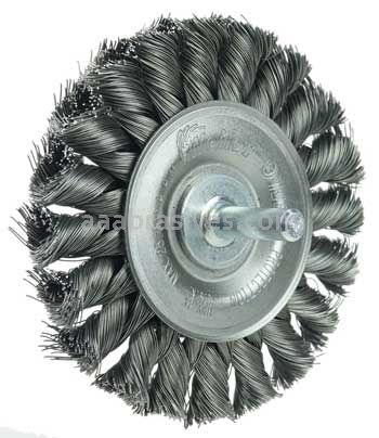 Weiler 17680 3-1/4" Stem-Mounted Knot Wire Wheel .0118" Steel Fill 1/4" Stem