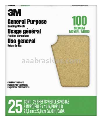 3M™ 7100091960 9 x 11 100 Grit General Purpose Sanding Sheets