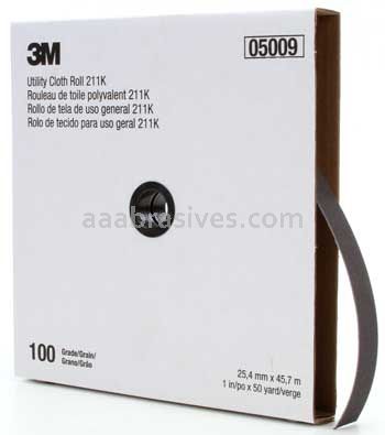 3M&trade; 7100016843 1 x 50 yds 100 Grit J-weight 211K Utility Cloth Roll