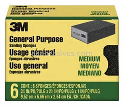 3M&trade; 7100173303 Sanding Sponge 3-3/4x2-5/8x1 Medium