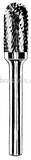 Dynabrade Carbide Burr 3 mm Dia. SC-42 D/C Burr Cylinder-Radiused End 14 mm Flute L 3 mm Shank