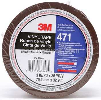 3M™ 7010335138 Vinyl Tape 471 Brown 3" x 36 yards