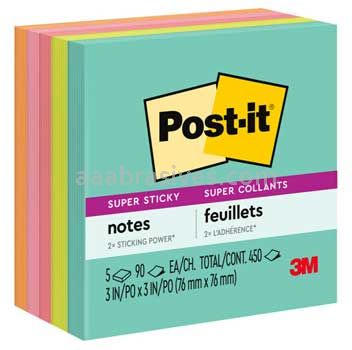 Post-it™ Super Sticky Notes 654-5SSMIA 3 in x 3 in Miami Collection 3M 7100088530