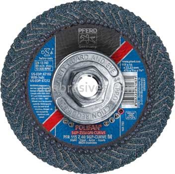 Pferd 67212 4-1/2x5/8-11 40 Grit Zirc Polifan Curve Medium Flap Disc