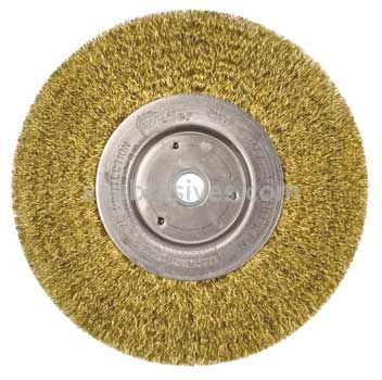 Weiler 01475 6" Narrow Face Crimped Wire Wheel .0118" Brass Fill 5/8"-1/2" Arbor Hole
