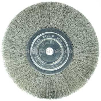 Weiler 01795 8" Narrow Face Crimped Wire Wheel .0104" Stainless Steel Fill 5/8" Arbor Hole