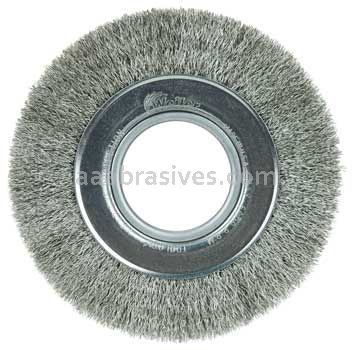 Weiler 06440 6" Medium Face Crimped Wire Wheel .0104" Stainless Steel Fill 2" Arbor Hole