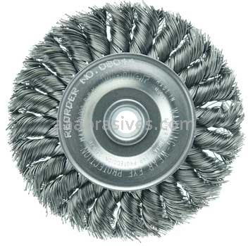 Weiler 08044 4" Standard Twist Knot Wire Wheel .014" Steel Fill 1/2"-3/8" Arbor Hole