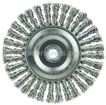 Weiler 08954 Mini Roughneck 4" Stringer Bead Wire Wheel .020" Stainless Steel Wire Fill 1/2"-3/8" Arbor Hole