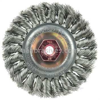 Weiler 13108 Standard Twist Knot Wire Wheel 4" .014" Stainless Steel Fill M10x1.50 Nut