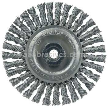 Weiler 13125 Mini Roughneck 4" Stringer Bead Wire Wheel .020" Steel Fill M10x1.25 Nut
