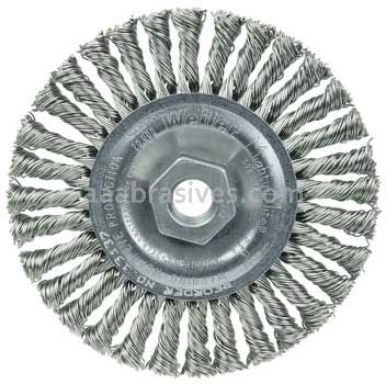 Weiler 13137 Mini Roughneck 4" Stringer Bead Wire Wheel .020" Stainless Steel Fill 1/2"-13 UNC Nut