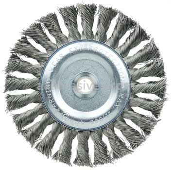 Weiler 36227 Wolverine 6" Knot Wire Wheel Standard Twist .014" Steel Fill 5/8"-1/2" Arbor Hole