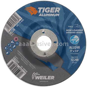 Weiler 58227 5" x 1/4" TIGER ALUMINUM Type 27 Grinding Wheel ALU24R 7/8 AH