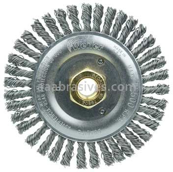 Weiler 79802 Dually 5" Root Pass Weld Cleaning Brush .020" Steel Wire Fill 5/8"-11 UNC Double-Hex Nut
