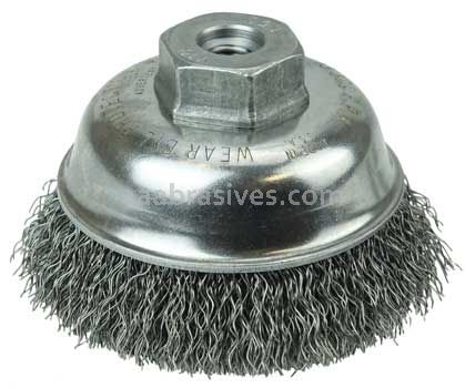 Weiler 13176 3-1/2" Crimped Wire Cup Brush .014" Steel Fill M10x1.50 Nut