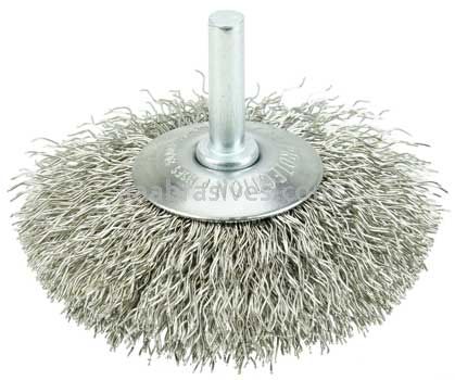 Weiler 17917 3" Stem-Mounted Concave Crimped Wire Wheel .014" Steel Fill 1/4" Stem