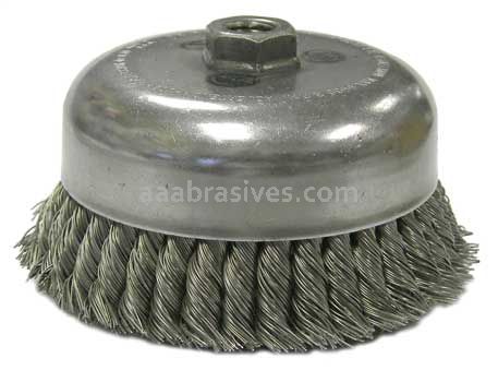 Weiler 12916 6" Double Row Knot Wire Cup Brush .023" Steel Fill 5/8"-11 UNC Nut