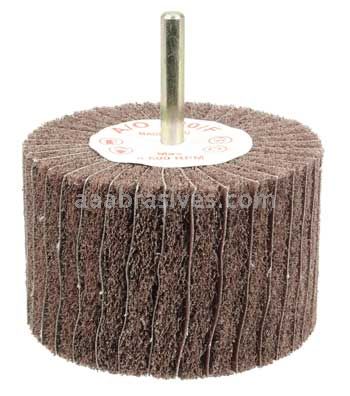 Weiler 54511 3" x 2" Non-Woven Stem-Mounted Interleaf Flap Wheel 320 AO 1/4" Stem