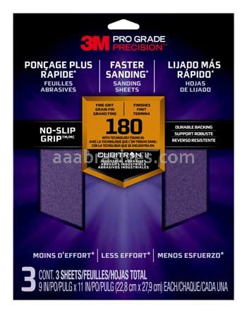 3M&trade; 7010416997 9 x 11 180 Grit Fine Pro Grade Precision&trade; Faster Sanding Sheets