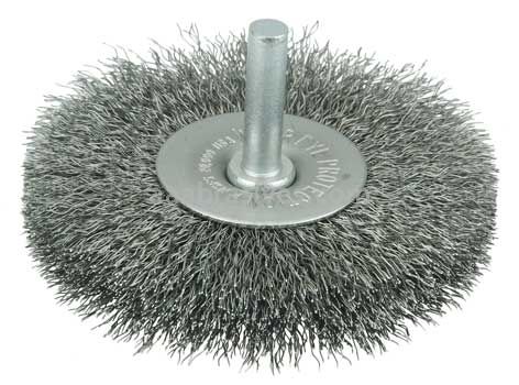 Weiler 17978 3" Stem-Mounted Crimped Wire Radial Wheel .008" Stainless Steel Fill 1/4" Stem