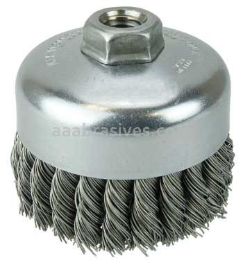 Weiler 12206 4" Single Row Knot Wire Cup Brush .023" Steel Fill 5/8"-11 UNC Nut