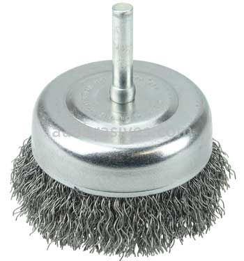 Weiler 36230 Wolverine 3" Crimped Wire Cup Brush .014" Steel Fill 1/4" Stem