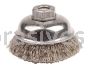 Weiler 13185 3-1/2" Crimped Wire Cup Brush .014" Stainless Steel Fill 3/8"-24 UNF Nut