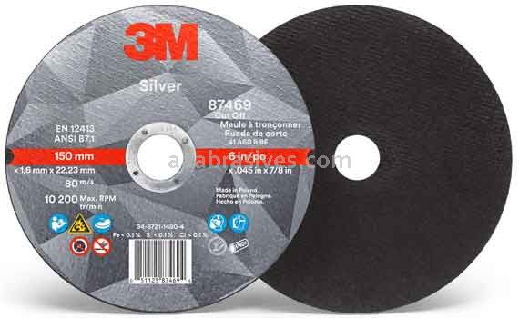 3M™ 7010412152 6 x .045 x 7/8 Type 1 Silver Cut-Off Wheel 87469