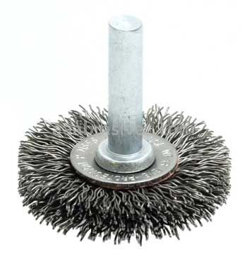 Weiler 17953 1-1/2" Stem-Mounted Crimped Wire Radial Wheel .014" Steel Fill 1/4" Stem