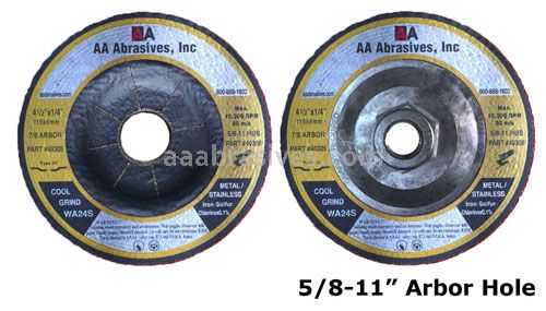 4x1/4x5/8, Grinding Wheel, T-27, Resin Bond, WA24S, Stainless Steel