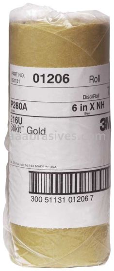 3M™ 7000119702 6” P280 Grit Stikit™ Gold Disc Roll