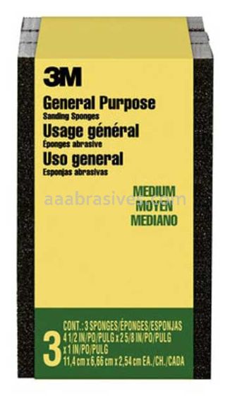 3M™ 7100173301 General Purpose Sanding Sponge Block 2-5/8x4-1/2x1 Medium